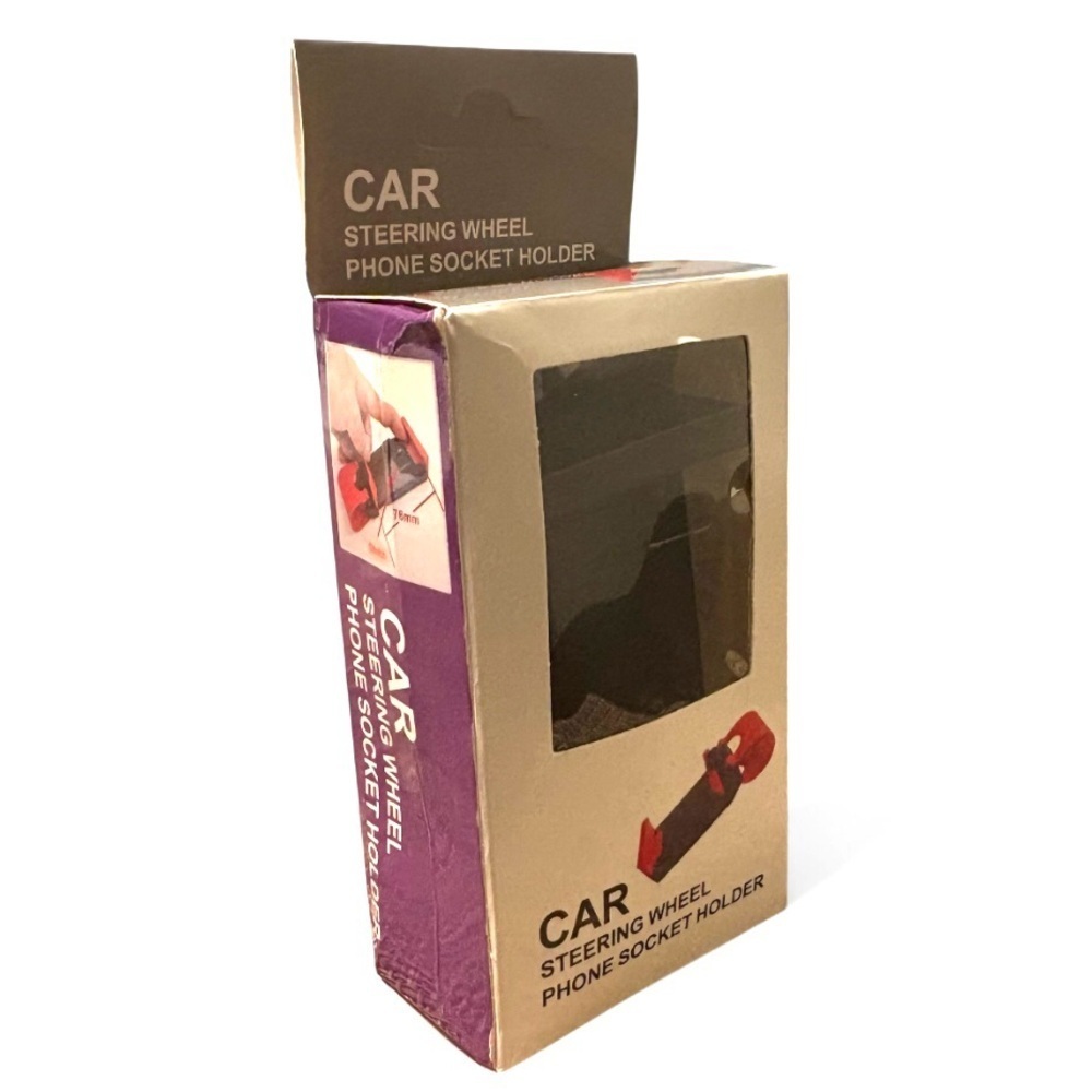 Black Steering Wheel Phone Holder - Picture 2 of 8